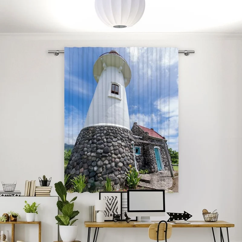 Vorhang Motiv 'Leuchtturm In Basco Island'