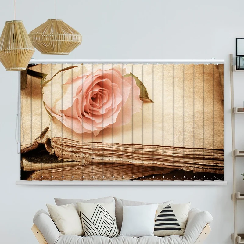 Lamellenvorhang Motiv "Rose rosa Buch"