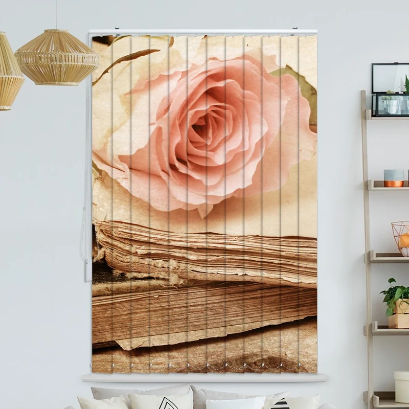 Lamellenvorhang Motiv "Rose rosa Buch"