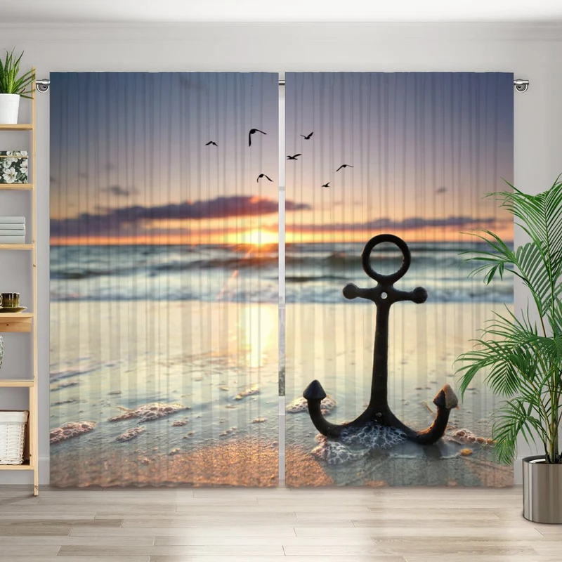 Vorhang Motiv "Anker Meer Wellen"