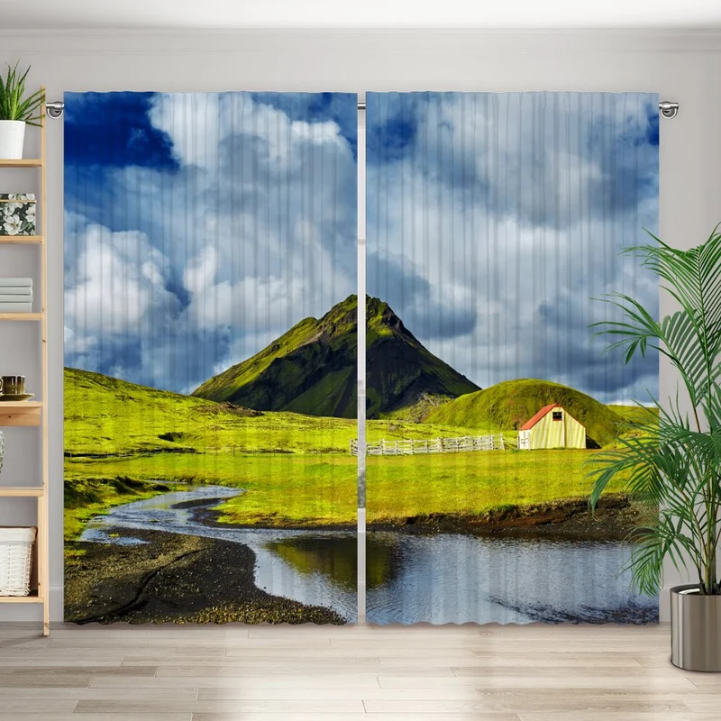 Vorhang Motiv "Island Landschaft Berge"