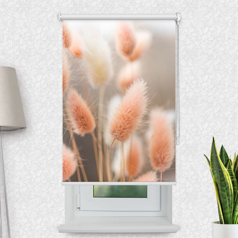 Motivrollo 'Hasenschwanzgras Flauschig' | Bis B 430 x H 440 cm