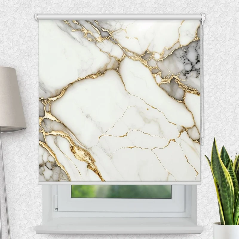 Motivrollo 'Marmorhintergrund Weiss' | Bis B 430 x H 440 cm