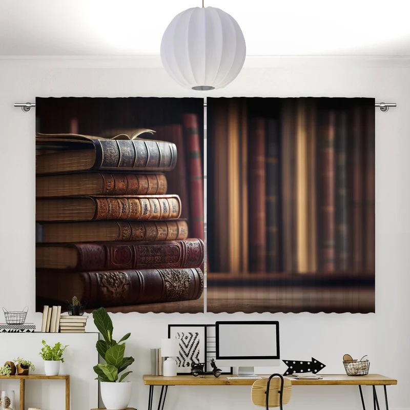 Vorhang Motiv "Bücherregal shabby chic"