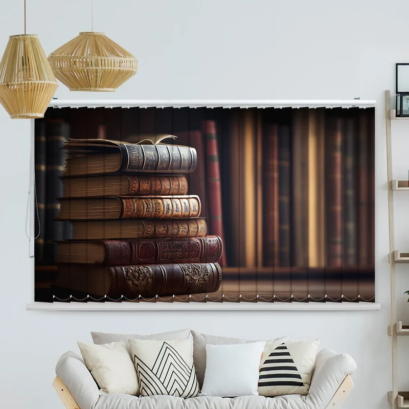 Lamellenvorhang Motiv "Buchregal vintage"