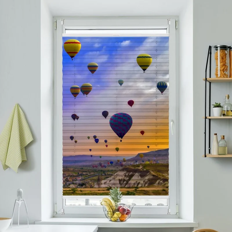 Wabenplissee Motiv 'Ballons Schoene Landschaft'