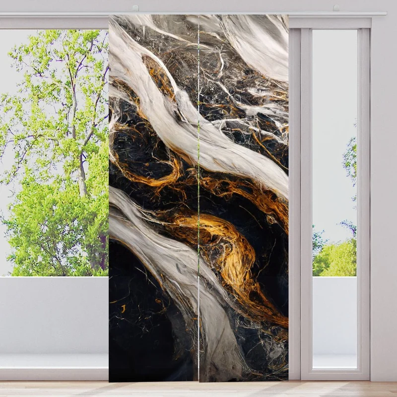 Schiebegardine Motiv "Marmor schwarz gold weiss"