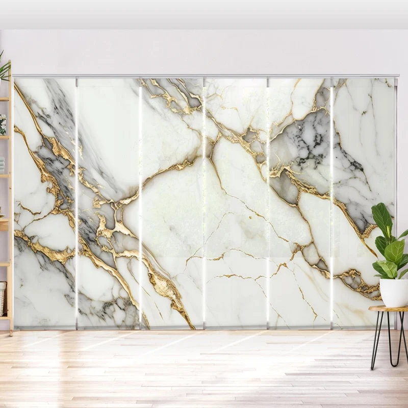 Schiebegardine Motiv "Marmor weiss gold Luxus"