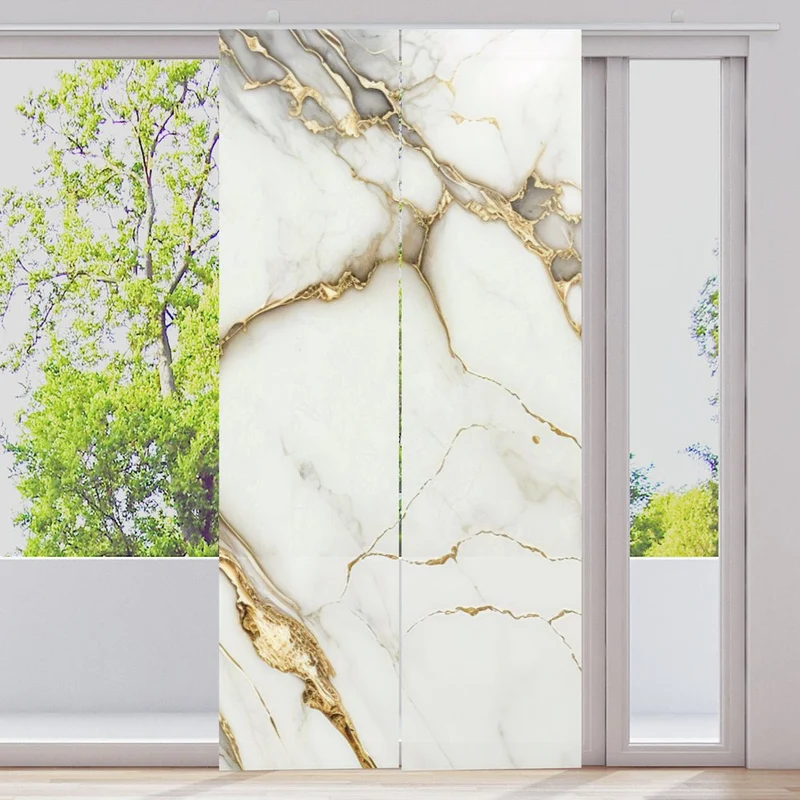 Schiebegardine Motiv "Marmor weiss gold Luxus"