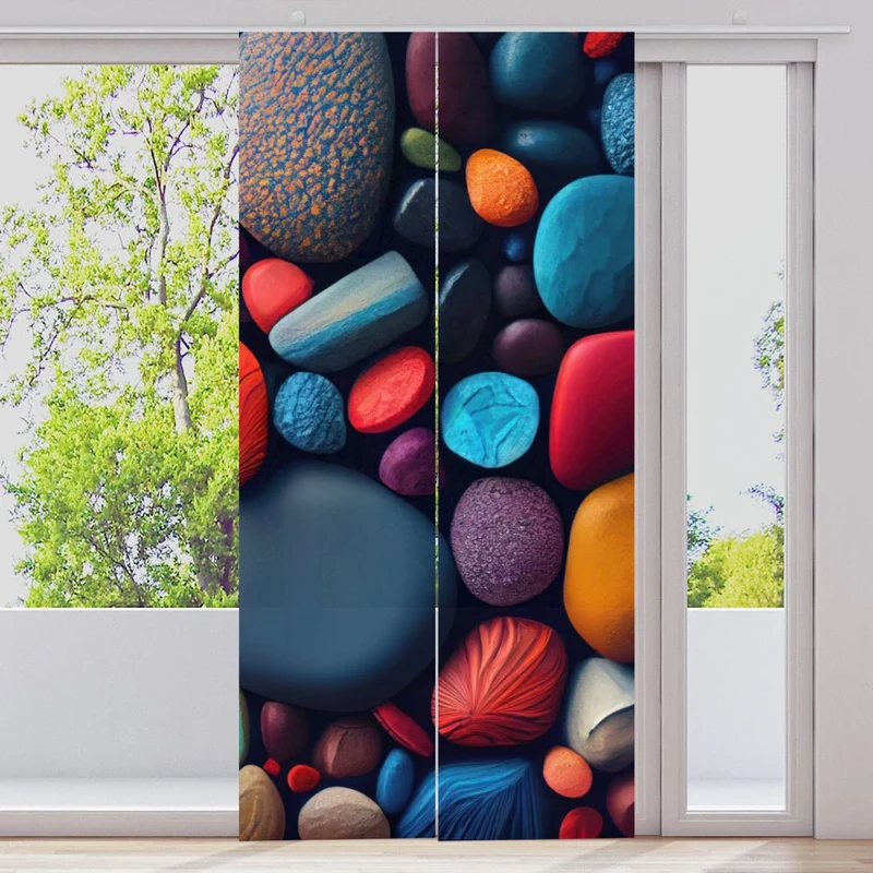 Schiebegardine Motiv "Bunte Kieselsteine"