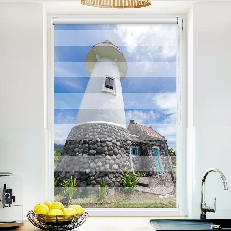Klemmfix Doppelrollo 'Leuchtturm In Basco Island' | Klemm Doppelrollo