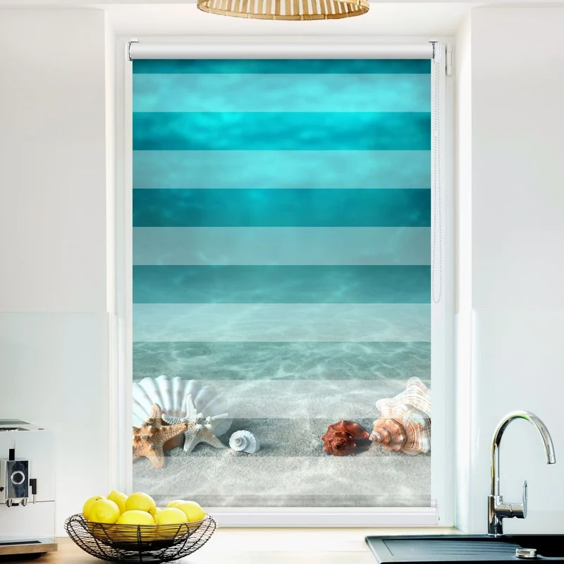 Klemmfix Doppelrollo 'Seesterne Muscheln Meer' | Klemm Doppelrollo