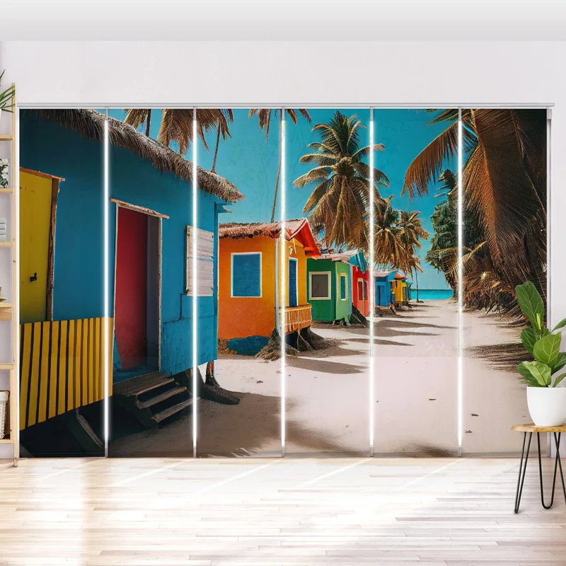 Schiebegardine Motiv "Catalina Beach Meer Haus"