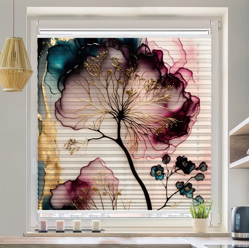 Wabenplissee Motiv "Abstrakt Gemälde Blume"
