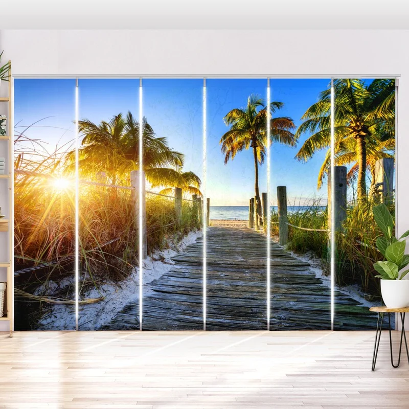 Schiebegardine Motiv "Florida Palmen Strand Meer"