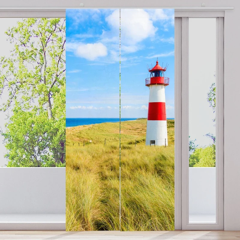 Schiebegardine Motiv "Leuchtturm Sylt Düne"