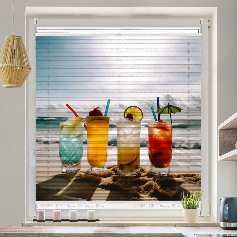 Wabenplissee Motiv "Cocktail Strand Meer"