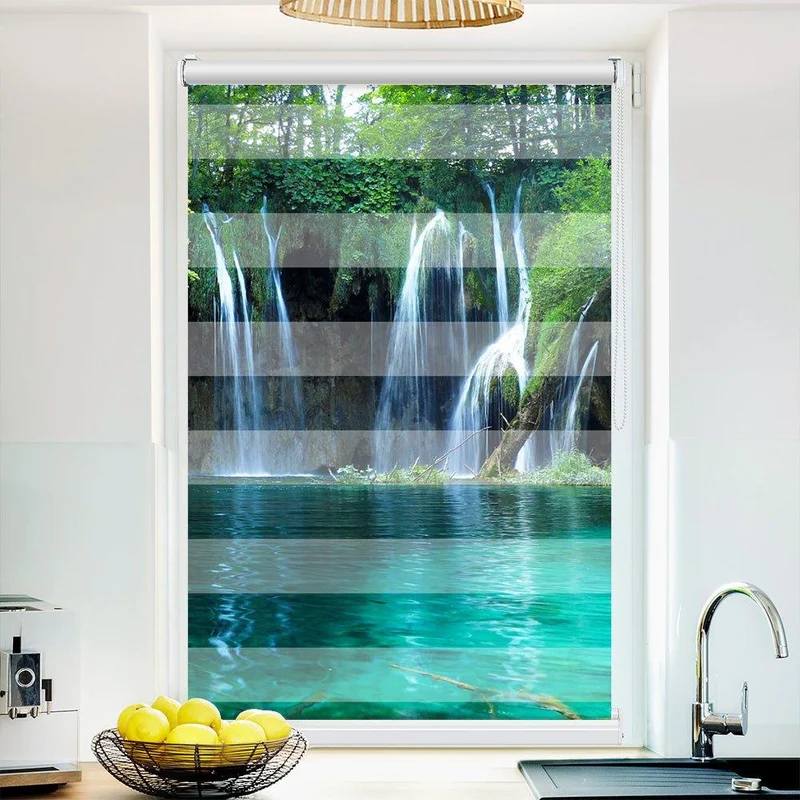 Klemmfix Doppelrollo "Wald See Wasserfall" | Klemm Doppelrollo