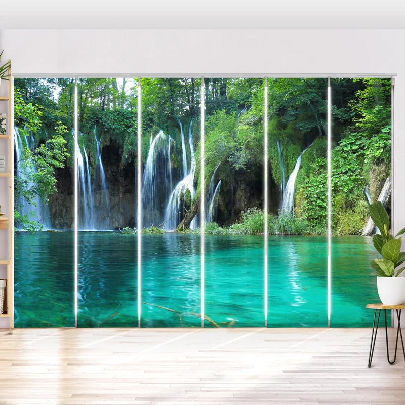Schiebegardine Motiv "Wald Wasserfall"