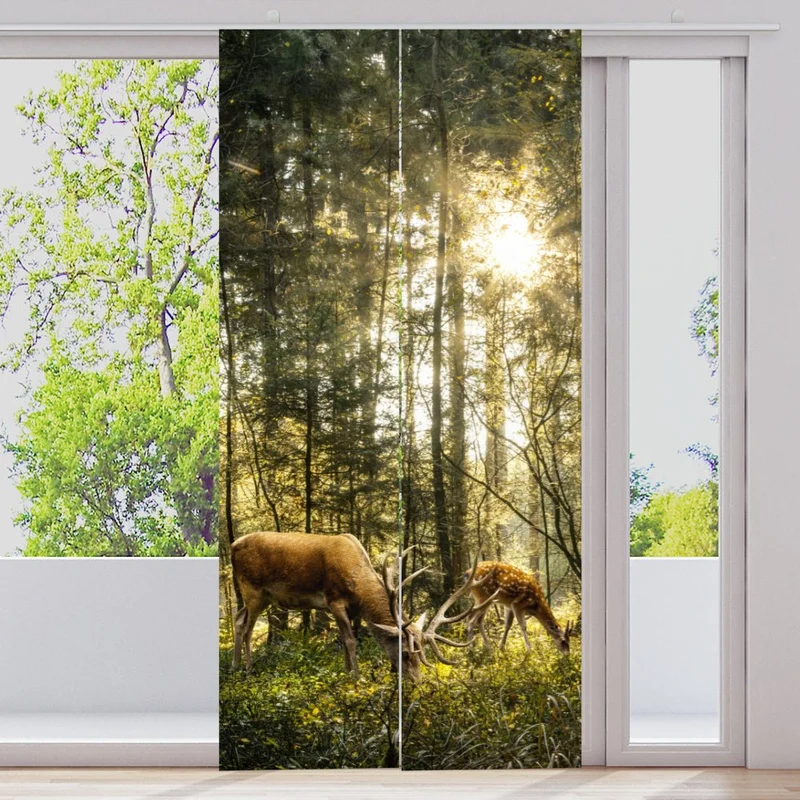 Schiebegardine Motiv "Hirsch Reh Wald"