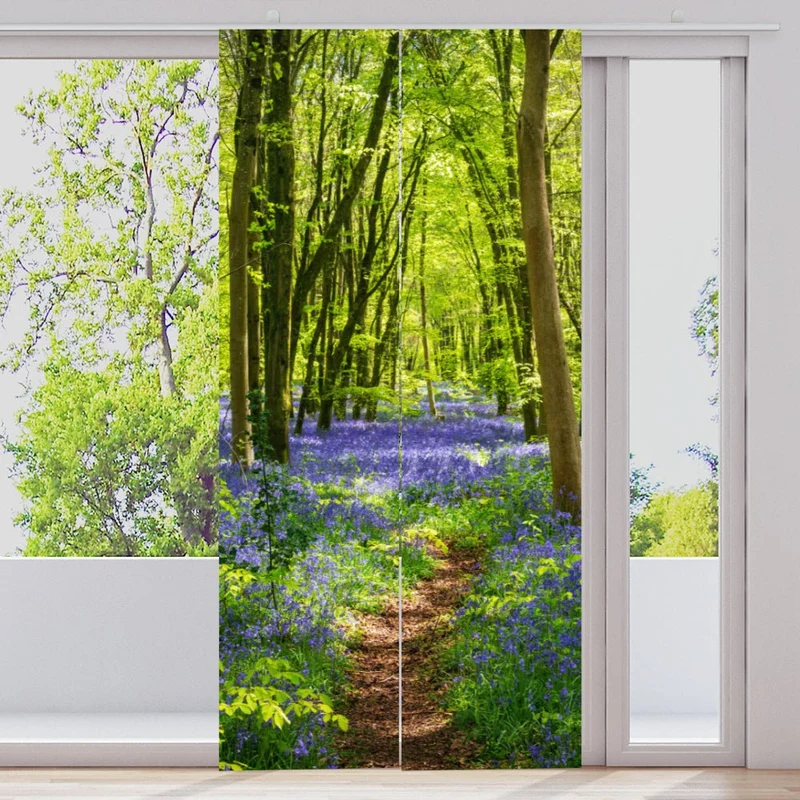 Schiebegardine Motiv "Wald Glockenblumen"