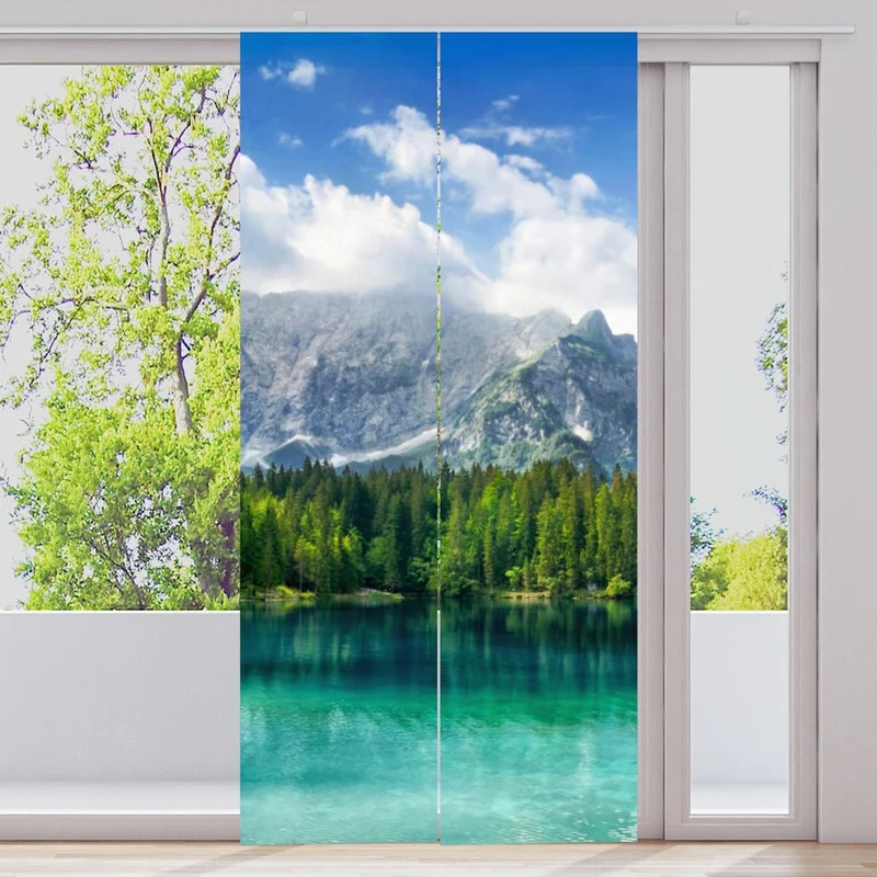 Schiebegardine Motiv "Waldsee Berg"