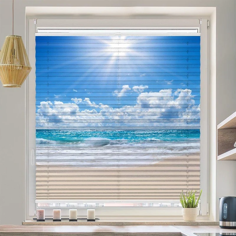 Plissee Motiv "Wellen Strand Meer"