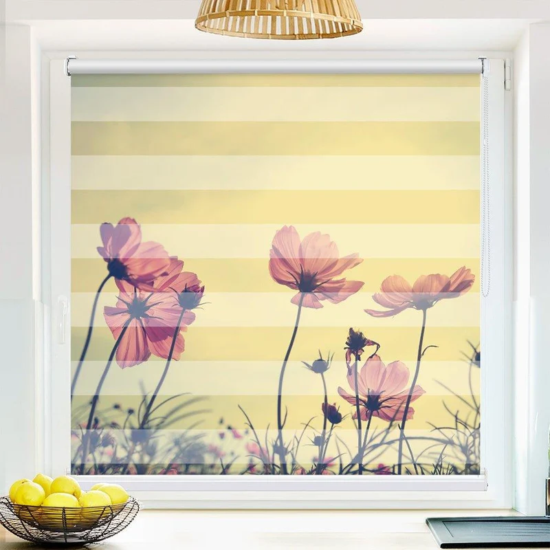 Klemmfix Doppelrollo "Blumen sepia vintage" | Klemm Doppelrollo