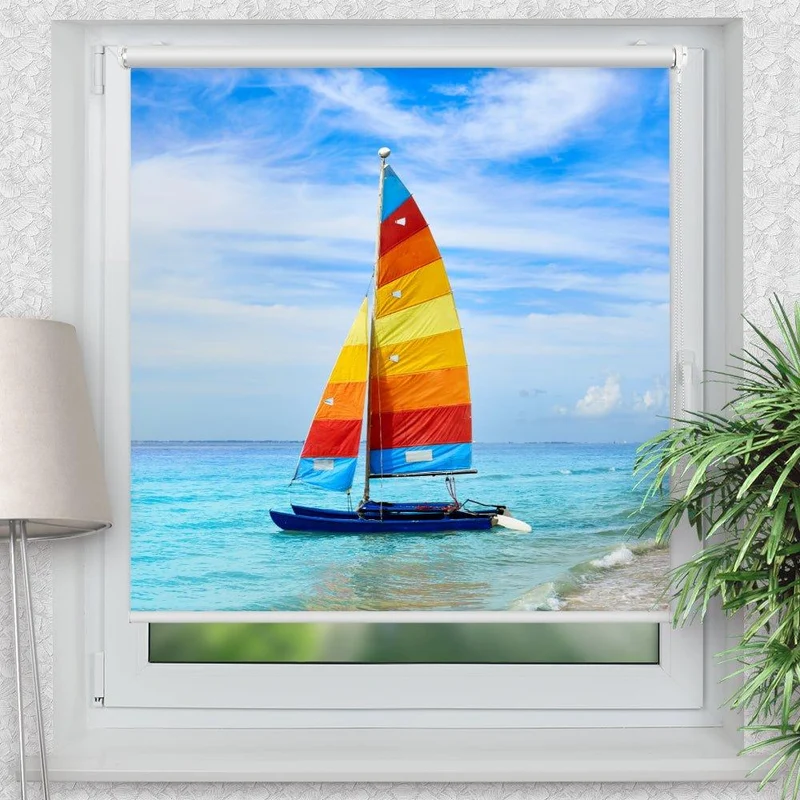Klemmfix Rollo "Segelboot Meer" | Motiv-Klemmrollo