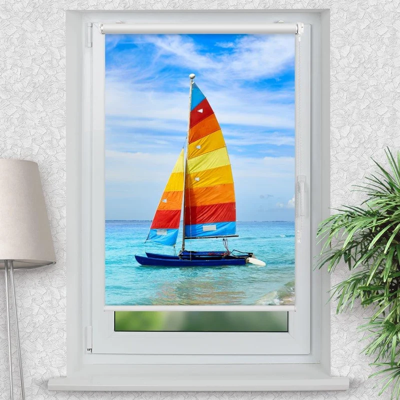 Klemmfix Rollo "Segelboot Meer" | Motiv-Klemmrollo