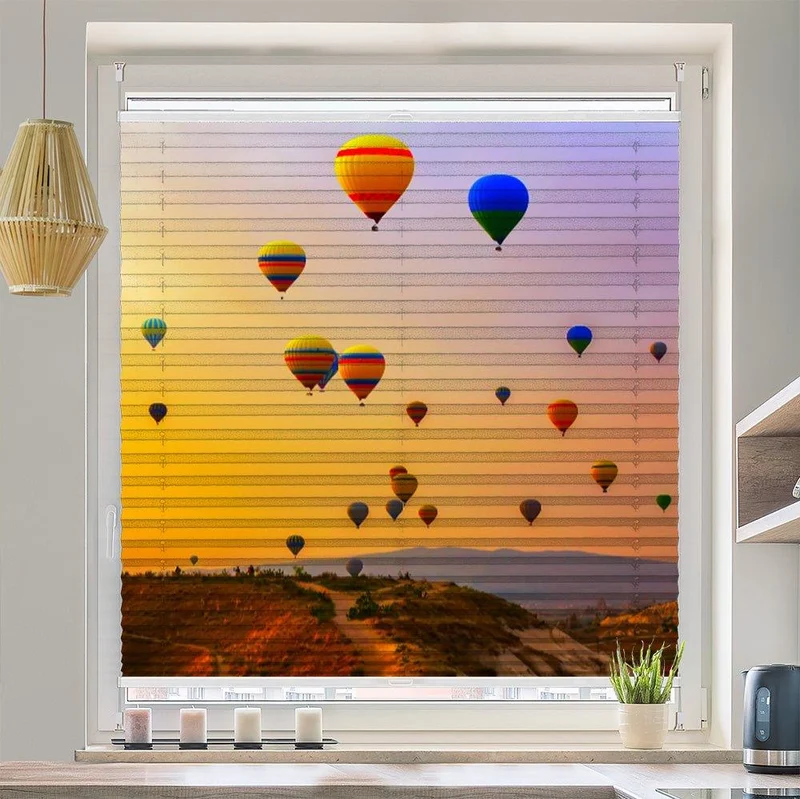 Plissee Motiv "Heißluftballons Berge"