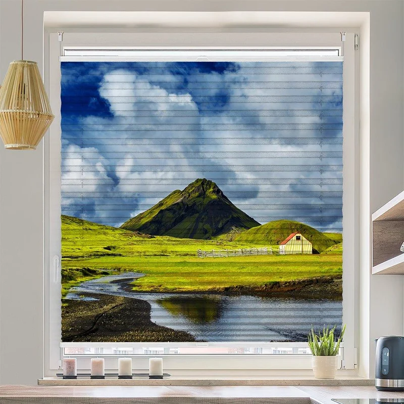 Plissee Motiv "Island Landschaft"