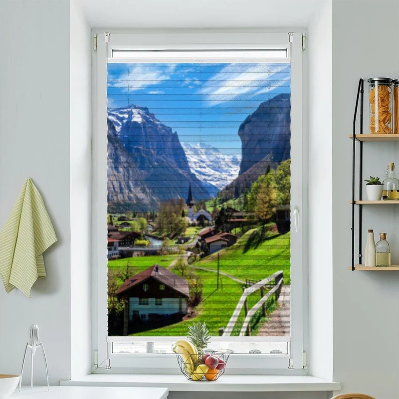 Plissee Motiv "Schweiz Wasserfall"