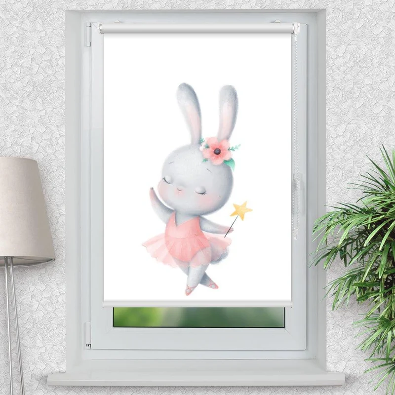 Klemmfix Rollo "Kaninchen Ballerina" | Motiv-Klemmrollo
