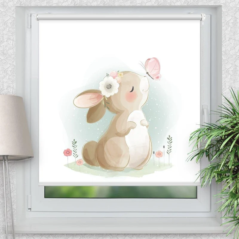Klemmfix Rollo "Hase Schmetterling" | Motiv-Klemmrollo
