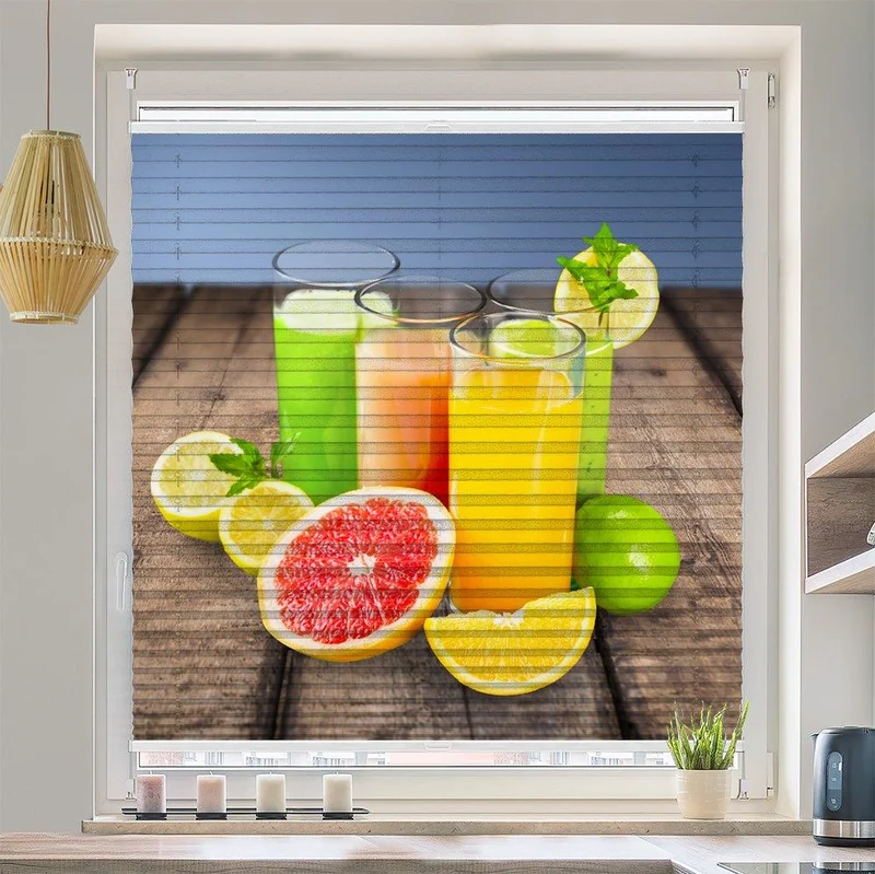 Wabenplissee Motiv "Saft Zitrusfruechte glas"
