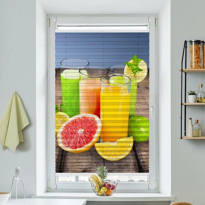 Wabenplissee Motiv "Saft Zitrusfruechte glas"