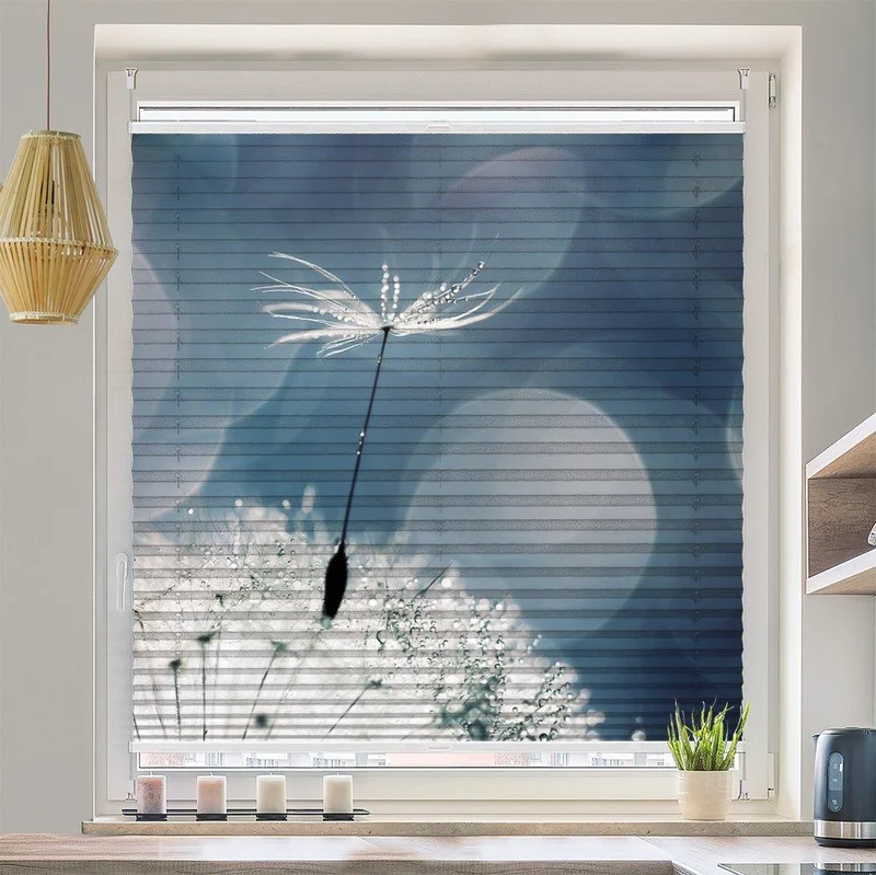 Wabenplissee Motiv "Pusteblume Wasser tropfen"