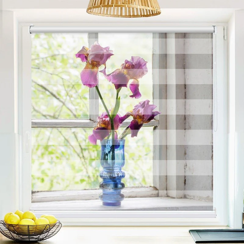 Klemmfix Doppelrollo "Fenster Vase shabby" | Klemm Doppelrollo