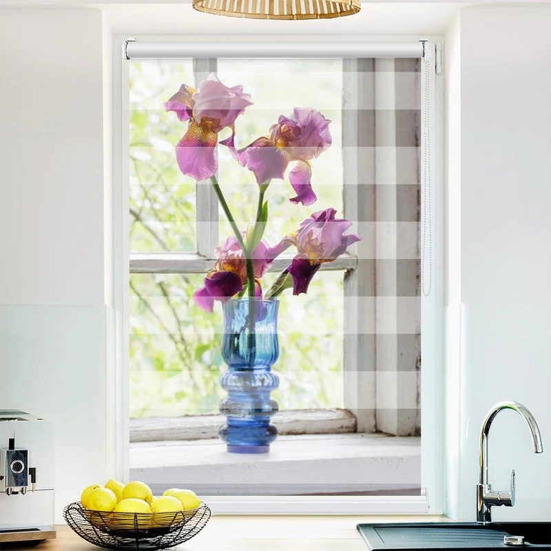 Klemmfix Doppelrollo "Fenster Vase shabby" | Klemm Doppelrollo