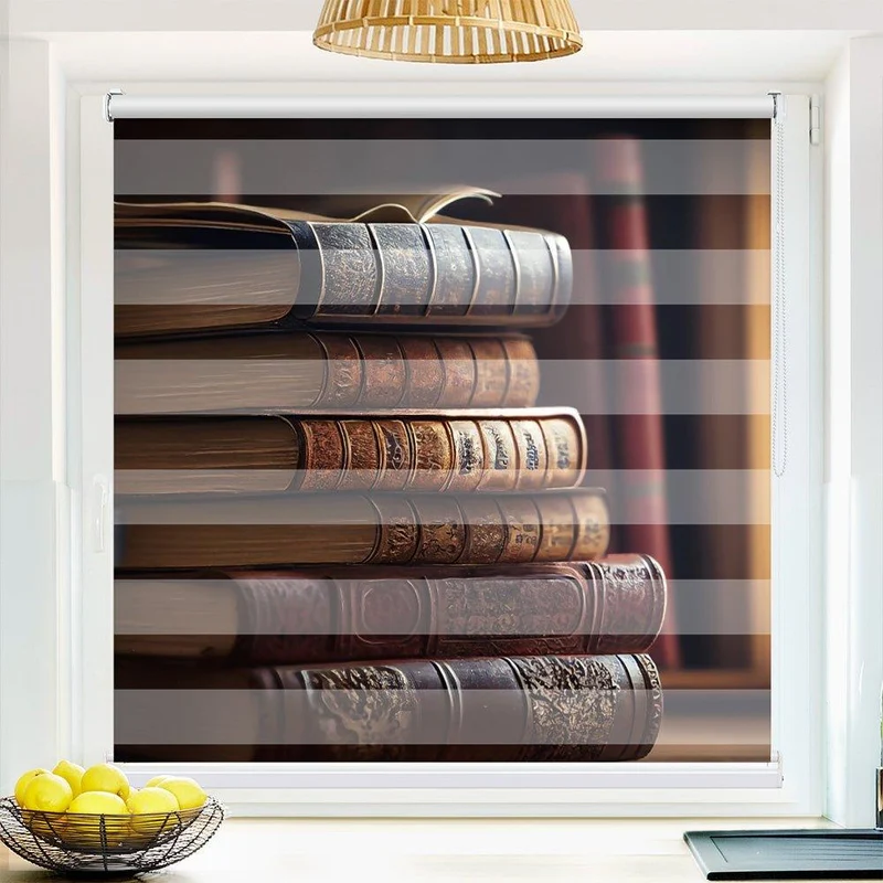 Klemmfix Doppelrollo "Bücherregal vintage" | Klemm Doppelrollo