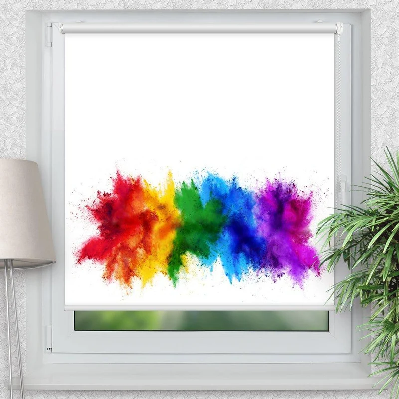 Klemmfix Rollo "Regenbogen Farbkleckse" | Motiv-Klemmrollo