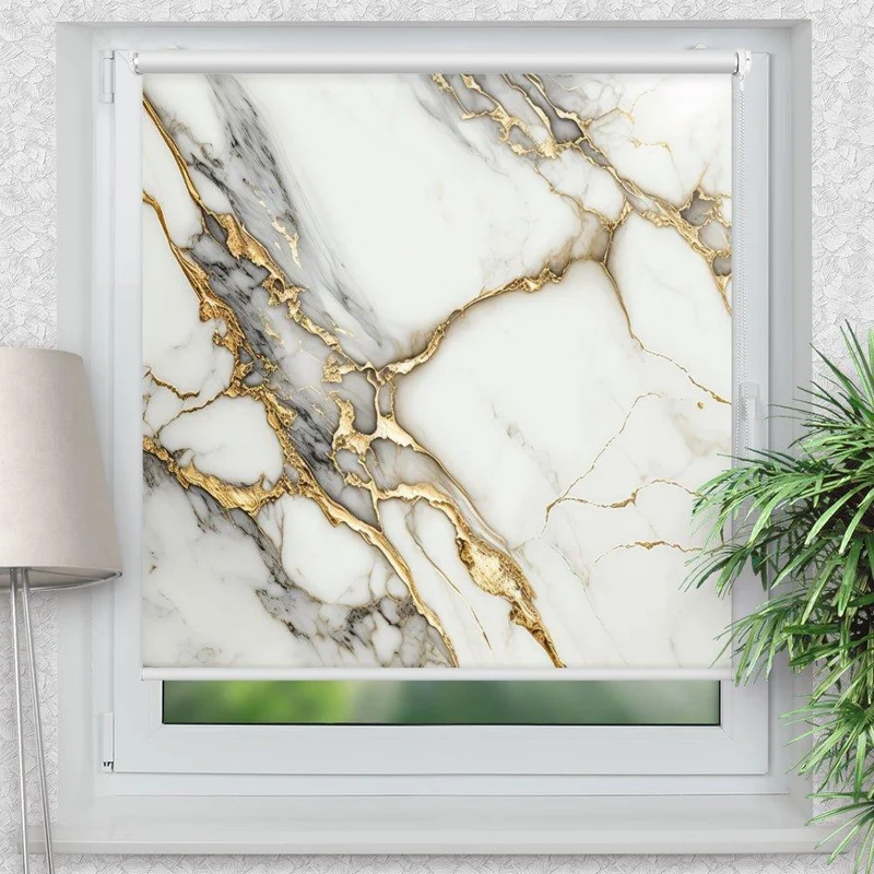 Klemmfix Rollo "Marmor weiss gold" | Motiv-Klemmrollo