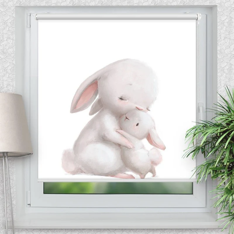 Klemmfix Rollo "Hase kuscheln" | Motiv-Klemmrollo