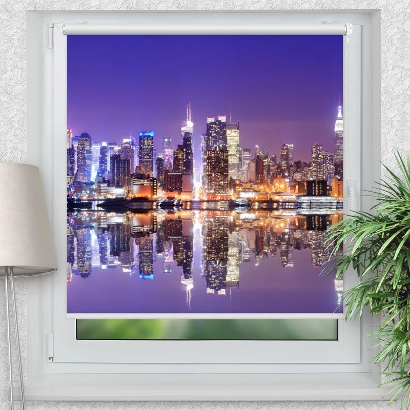 Klemmfix Rollo "Skyline Nacht" | Motiv-Klemmrollo