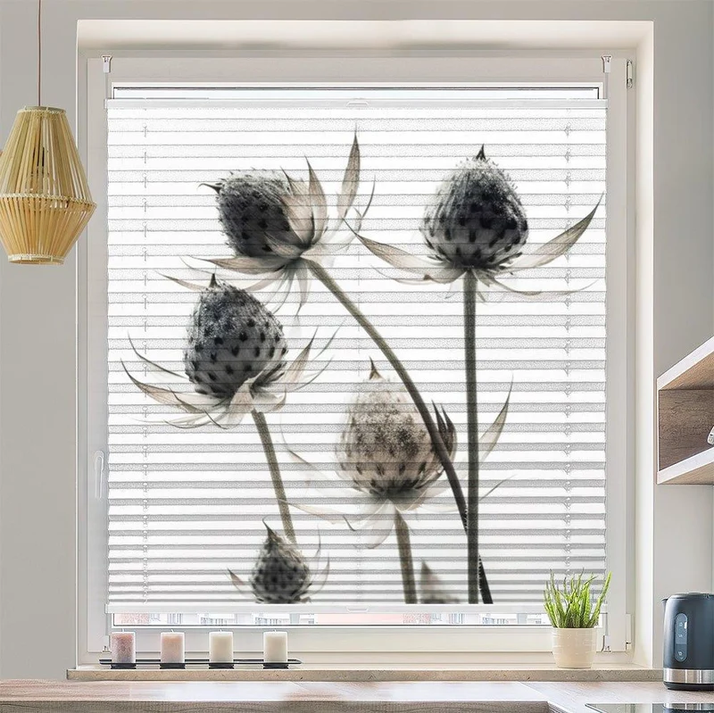 Wabenplissee Motiv "Makro Blume Trockenblume"