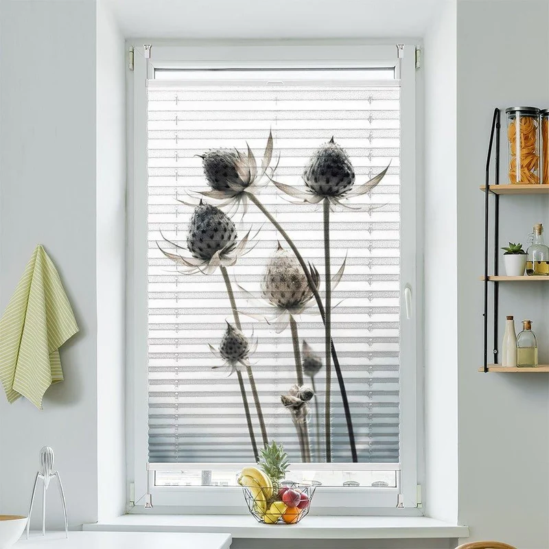 Wabenplissee Motiv "Makro Blume Trockenblume"