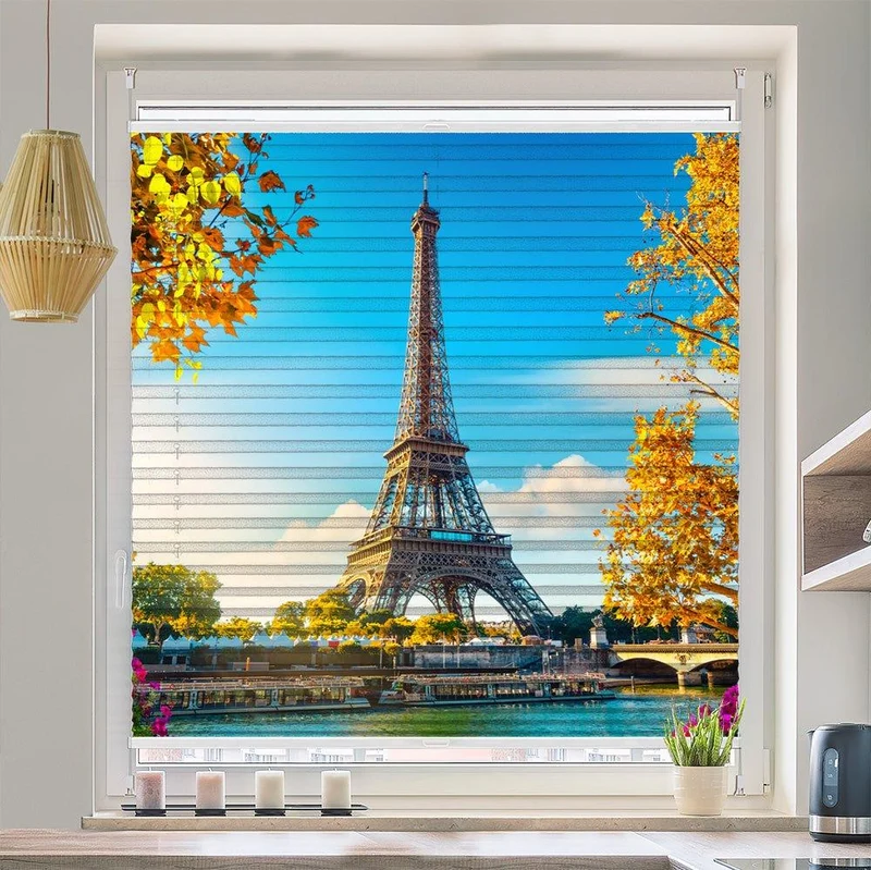 Wabenplissee Motiv "Paris Eifelturm Frankreich Seine"