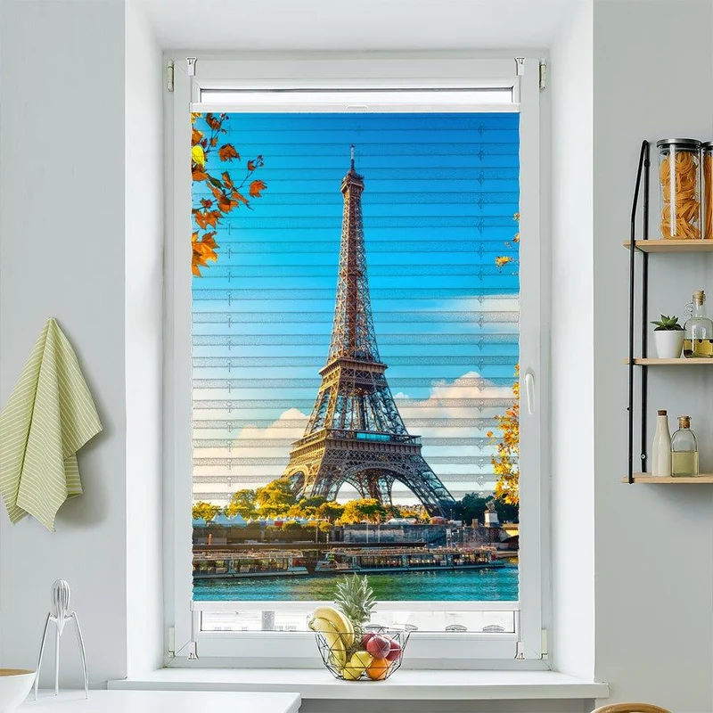 Wabenplissee Motiv "Paris Eifelturm Frankreich Seine"