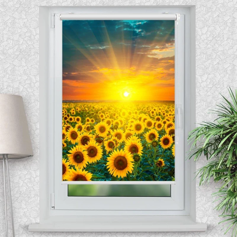 Klemmfix Rollo "Sonnenblumen Feld" | Motiv-Klemmrollo